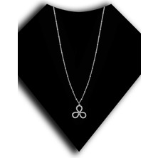 Roxx Jewellery 925 Ayar Gümüş Üç Yapraklı Taşlı Yonca Kadın Kolye
