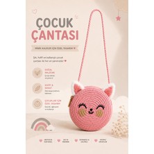 Selvira Kız Çocuk Hasır Kedi Çanta Yuvarlak Omuz Çantası Sevimli Kulaklı Çocuk Çantası Mini Hasır Çapraz Çanta