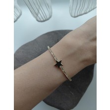 Lavante Butik Zirkon Taşlı Yıldız Detaylı Şans Bilekliği Çelik Bileklik Kelepçe Kadın Çelik Bileklik Kelepçe