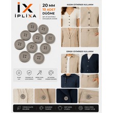 İplixa 20MM Gri Klasik Düğme 10 Adet X 2 | Dayanıklı Şık Dikiş Düğmesi