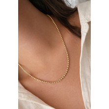 Owentis Çelik Gold Kuyumcu Model Parlak Dorika Boncuk Marilena Zincir Kolye 50 cm -Kararma Yapmaz-