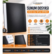 Luminoo A4 Sunum Dosyası 10’lu Siyah Şeffaf Poşetli