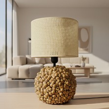 Ottiotte Gild-Brown Ekru Hasır Başlıklı Modern Masa Lambası Abajur