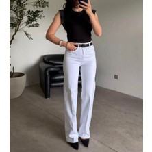 Nice Boutique Kemerli Yüksek Bel Likralı Kapalı Paça Jean