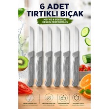 SYKU 6’lı Tırtıklı Meyve Sebze Bıçağı Seti Gri Saplı Domates Ekmek Kahvaltı Bıçağı