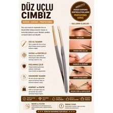 SYKU Düz Uçlu Cımbız Paslanmaz Çelik Gold Uçlu Profesyonel Kaş Alma ve Kişisel Bakım Cımbızı