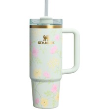 Stanley Quencher H2.0 Flowstate™ Pipetli Termos 1.18L – Spring Blossoms Floral Collection / Mint Green Floral Design