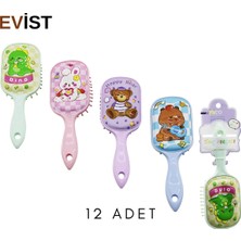 Evist - 1 2 Adet (Dikdörtgen) (Silikon Kabartma Hayvan Figürlü) Çocuk Saç Fırçası=plastik & Tarak