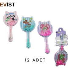Evist- 12 Adet (Kedi Model & Şeffaf Saplı) Silikon & Tarak Hayvan Resim & Renkli Yıldızlar