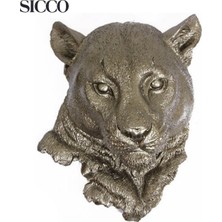 Evist Sicco - Aslan Kafası Biblo Modeli - Tamamı Polyaster Dekoratif Hediyelik 22 cm