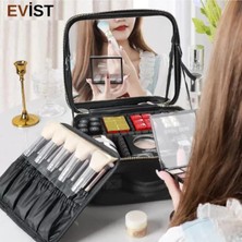 Evist - Makyaj Çantası Taşınabilir Organizer, Aynalı, Fırçalık Bölmeli, Ayarlanabilir Günlük