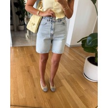Nice Boutique Yüksek Bel Buz Mavi Denim Kısa Şort