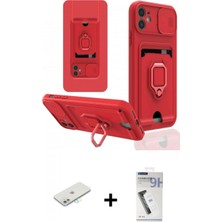 Marsilyan™- iPhone 11 Kılıf Vadi Form Prime - Şeffaf Uv Polymer Nano Ekran Koruyucu + Renkli Kamera Lens Koruma Cam - Sı