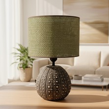 Ottiotte Urchin Haki Hasır Başlıklı Modern Masa Lambası Abajur