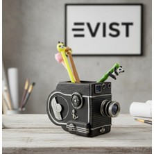 Evist Retro Fotoğraf Makinesi Görünümlü Kalemlik – Ofis ve Ev Dekoru Için Özel Tasarım Organizer