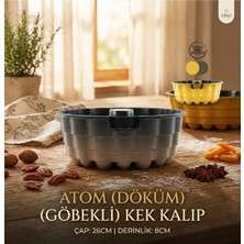 Evist Atom Döküm Göbekli Kek Kalıbı - 26 cm Granit Efektli Yapışmaz Yanmaz Kek Kalıbı - Siyah & Bakır