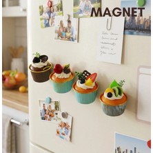 Evist Dekoratif Muffin Kek Buzdolabı Magnet - Gerçekçi Görünüm Meyveli Mıknatıslı Mutfak Aksesuarı 1 Adet