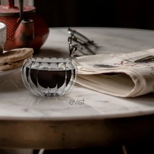 Evist 6'lı Paket ( Cam ) Lokumluk & Sosluk ( Çizgili Desen ) ( Çift Cidarlı ) ( 50 ml )