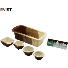Evist 13 Parça Silikon (Muffin & Baton) Kek Kalıp Set (3er Rüzgar Gülü & Yuvarlak & Yıldız & D.gen