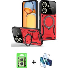 Marsilyan™- Redmi 13C Kılıf Kıvılcım Modern Serisi - Siyah 3D Antistatik Cam Ekran Koruyucu + Raze Metal Kamera Lens - Gs