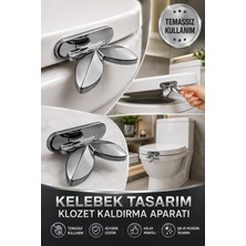 Medushop Klozet Kaldırma Aparatı 2 Adet Metalik Gri Yapışkanlı Temassız Hijyenik Wc Kapak Tutacağı