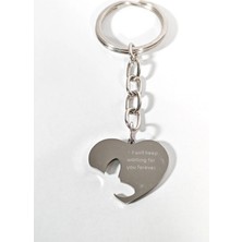 Moncuk Design "ı Will Keep Waiting For You Forever..." Yazılı Kalp Figürlü Metal Anahtarlık - Romantik Tasarım Aksesuar