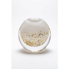 sembol Gold Işıltılı Yuvarlak Dekoratif Cam Vazo 13CM Kristal Vazo