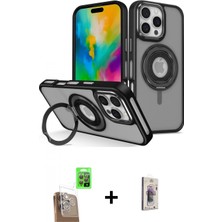 Marsilyan™- iPhone 16 Pro Max Kılıf Nova Minimal Serisi - Siyah Bilvis 3D Cam Ekran Koruyucu + Raze Metal Kamera Lens - Cltm