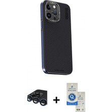 Marsilyan™- iPhone 15 Pro Kılıf Kıvılcım Modern Özel Seri - Şeffaf Royal Nano Ekran Koruyucu + Raze Metal Kamera Lens - Lt