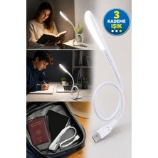 Medushop USB LED Masa Lambası Dokunmatik 3 Kademe Parlaklık Ayarlı Esnek Gövdeli Okuma Lambası