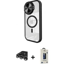 Marsilyan™- iPhone 15 Pro Max Kılıf Kıvılcım Modern Koleksiyonu - Siyah Bilvis Hayalet Cam Ekran Koruyucu + Raze Metal Kamera Lens - Gs