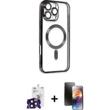Marsilyan™- iPhone 16 Pro Max Kılıf Nova Işık Özel Seri - Siyah 3D Antistatik Mat Seramik Nano Ekran Koruyucu + Bilvis Titan Kamera Lens - Sh
