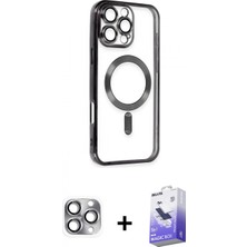 Marsilyan™- iPhone 16 Pro Max Kılıf Nova Işık Özel Seri - Siyah Bilvis 5in1 5d Magic Hayalet Cam Ekran Koruyucu + Pers Alüminyum Kamera Lens - Gı