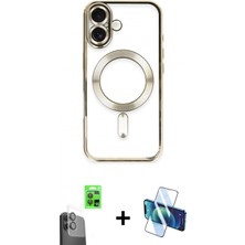 Marsilyan™- iPhone 16 Kılıf Nova Işık Özel Seri - Siyah 3D Antistatik Seramik Nano Ekran Koruyucu + Raze Metal Kamera Lens - Sh