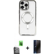 Marsilyan™- iPhone 16 Pro Kılıf Nova Işık Özel Seri - Siyah 3D Antistatik Hayalet Cam Ekran Koruyucu + Raze Metal Kamera Lens - Sh
