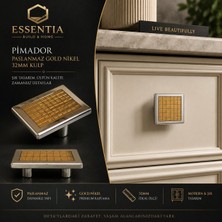 ESBH Pimador Paslanmaz Gold Nikel Kare Kulp – 32 mm Delik Arası Premium Mobilya Kulbu ( 5 Adet )