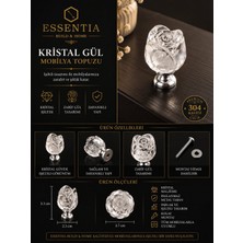 ESBH Premium Kristal Gül Mobilya Topuzu – Lüks Dekoratif Dolap ve Çekmece Kulpu
