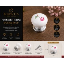 ESBH Porselen Kiraz Desenli Düğme Kulp – Dekoratif Dolap ve Çekmece Kulpu