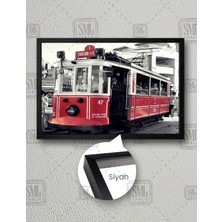 SML Tablo Istanbul Taksim Tranvay Nostalji Yatay Çerçeveli Kanvas Tablo