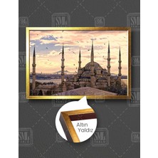 SML Tablo Istanbul Sultan Ahmet Camii Blue Mosque 6 Minareli Yatay Çerçeveli Kanvas Tablo