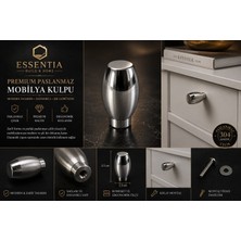 ESBH Paslanmaz Çelik Oval Mobilya Kulpu – Modern Premium Dolap Düğmesi