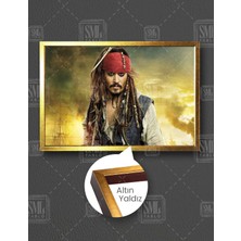 SML Tablo  Kaptan Chak Sparrow Karayip Korsanları Johnny Depp Yatay Çerçeveli Kanvas Tablo