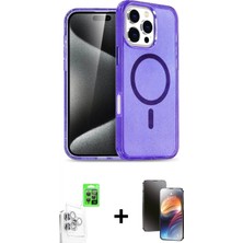 Marsilyan™- iPhone 16 Pro Max Kılıf Nova Asil Prime - Siyah 3D Antistatik Mat Seramik Nano Ekran Koruyucu + Raze Metal Kamera Lens - Bz