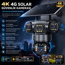 Dobest 3 Kamera 4K 4g Sım Solar Ptz Güvenlik Otomatik Takip Alarm Renkli Gece Görüşü App Kontrol Bulut Depolama 3 Ekran Hava Dayanıklı Dış Mekan