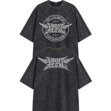 Fuddy Moda Unisex Babymetal Since 2010 Ense Baskılı Yıkamalı Tişört, Oversize Rock Band Temalı Vintage Tshirt