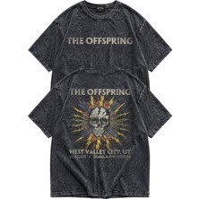 Fuddy Moda Unisex The Offspring West Valley City Sırt Baskılı Yıkamalı Tişört,oversize Rock Band Temalı Tshirt