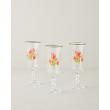 English Home Bright Petals Cam 3'lü Ayaklı Bardak 120 ml Renkli