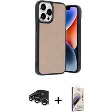 Marsilyan™- iPhone 14 Pro Max Kılıf Kıvılcım Işık Serisi - Siyah Bilvis 3D Mat Cam Ekran Koruyucu + Raze Metal Kamera Lens - Gs