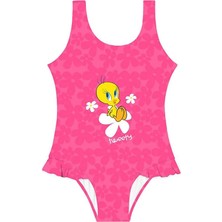 Slipstop Pembe Kız Çocuk Baskılı Mayo Daisyloo Swimsuit