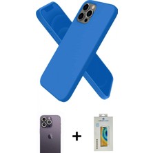 Marsilyan™- iPhone 12 Pro Max Kılıf Kozmos Yansıma Özel Seri - Siyah Polymer Nano Ekran Koruyucu + Neon Fosforlu Kamera Lens - Bz